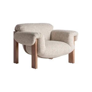 Sillón beige jaspeado con patas de madera Uznach