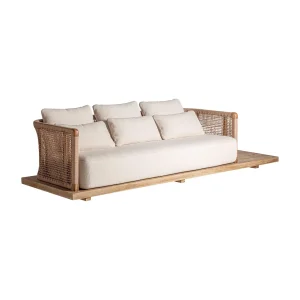 Sofá exterior 320cm de cuerda y teca Trena