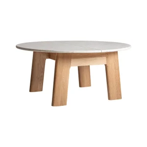 Mesa de comedor redonda de roble y mármol 160cm Nara