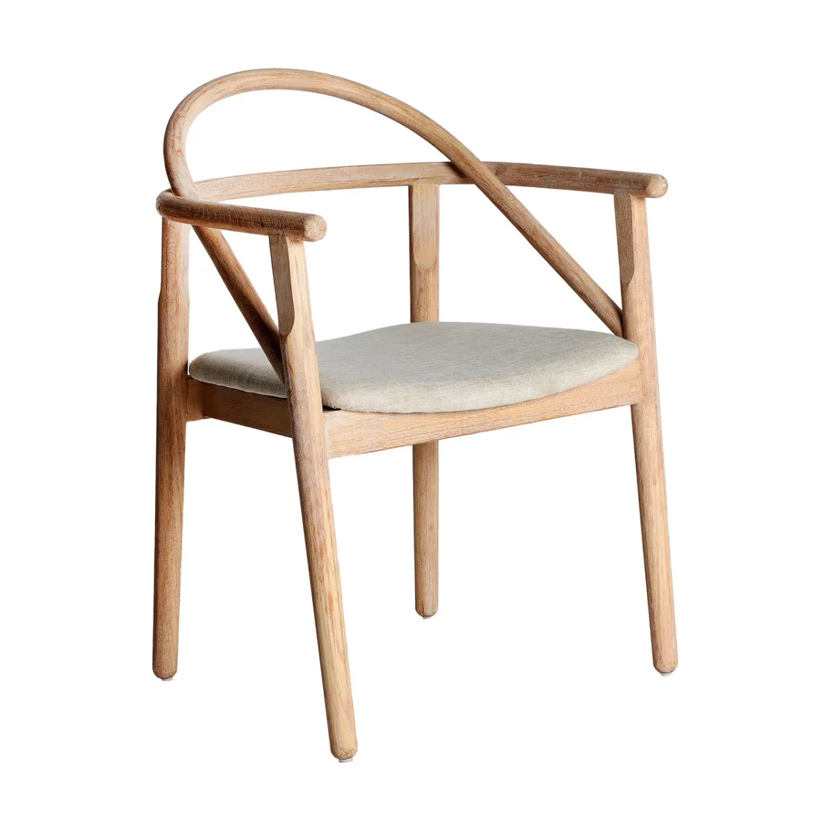 Silla de madera de olmo y lino Yviers - Imagen 2