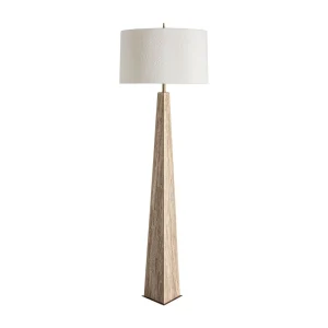 Lámpara de pie de mármol beige y bouclé blanco Tetbury
