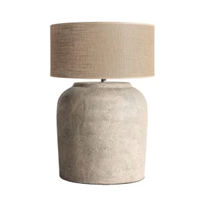Lámpara de sobremesa en yute y terracota