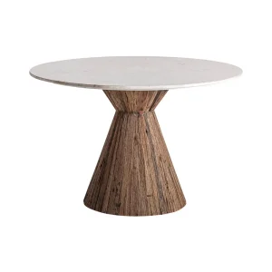 Mesa de comedor redonda madera y mármol 120 cm Toigne