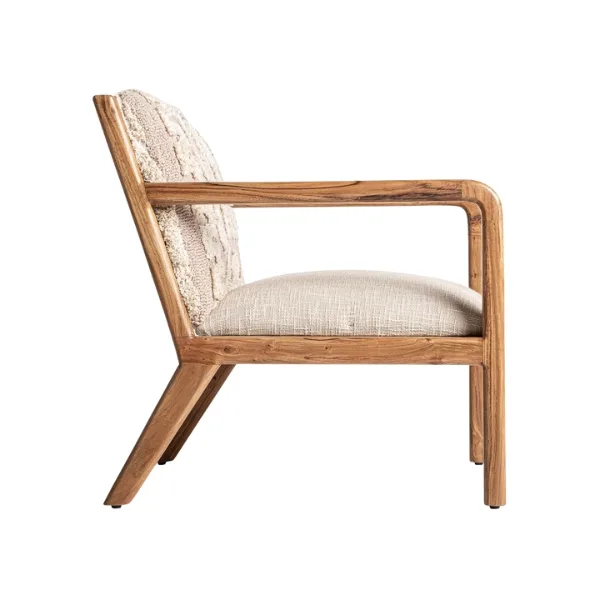 Sillón artesanal madera y algodón blanco roto Greensburg - Imagen 5
