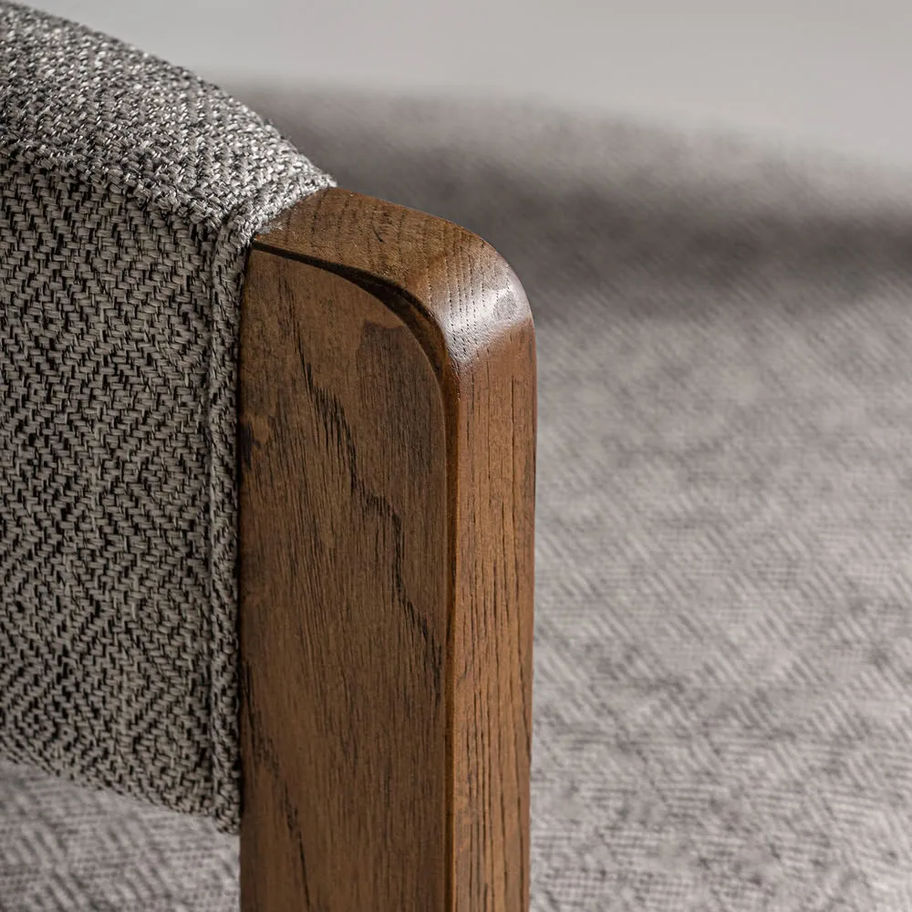 Silla de madera de fresno y tapizado gris Wizerne - Imagen 3