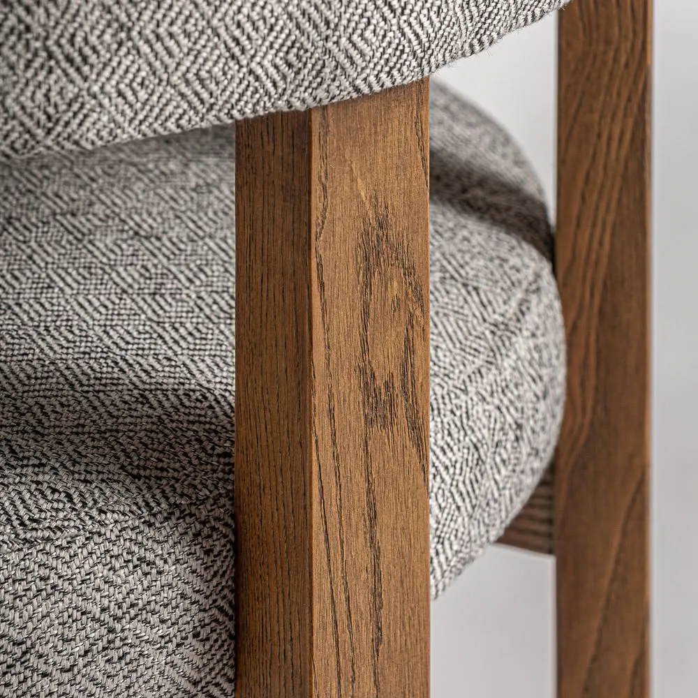 Silla de madera de fresno y tapizado gris Wizerne - Imagen 8