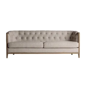 Sofá de madera tapizado en beige 206cm SILZ