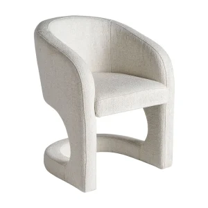 Sillón tapizado blanco roto con estructura de hierro Bilais