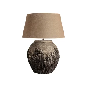 Lámpara de mesa de cerámica marrón y yute Klanjea