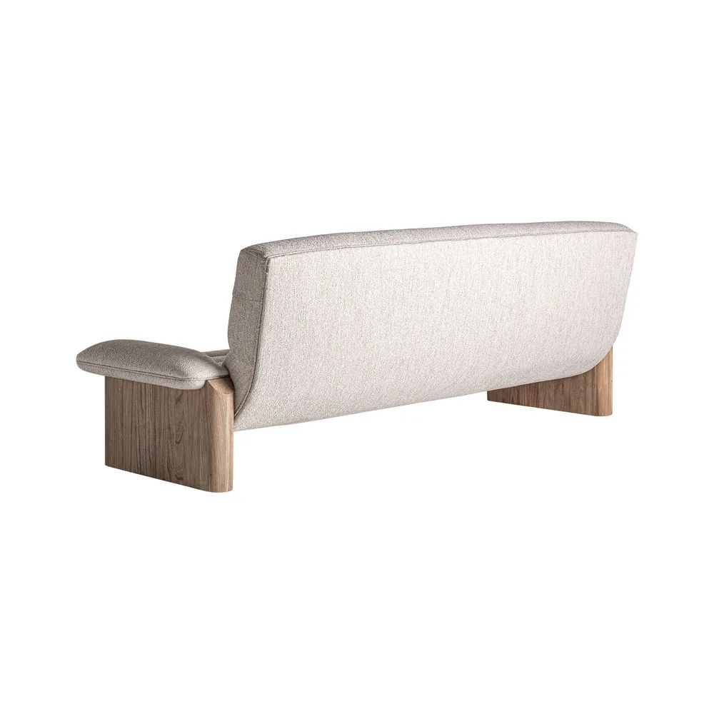 Sofá tapizado beige 235cm de madera de olmo Jacquard - Imagen 5