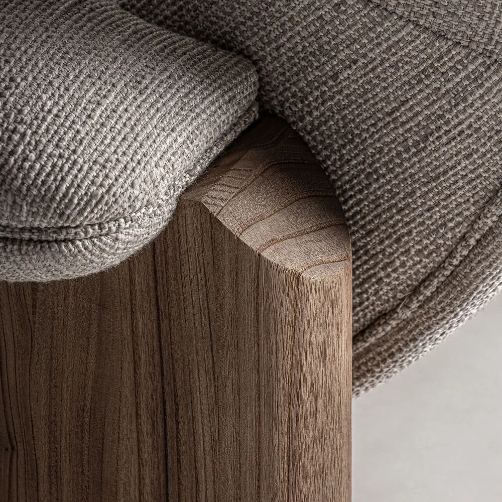 Sofá tapizado beige 235cm de madera de olmo Jacquard - Imagen 9