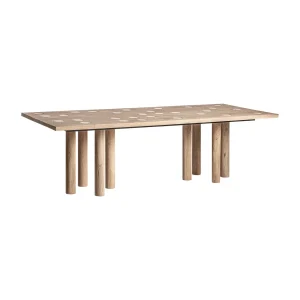 Mesa de comedor de madera y travertino Jacquard 250 cm