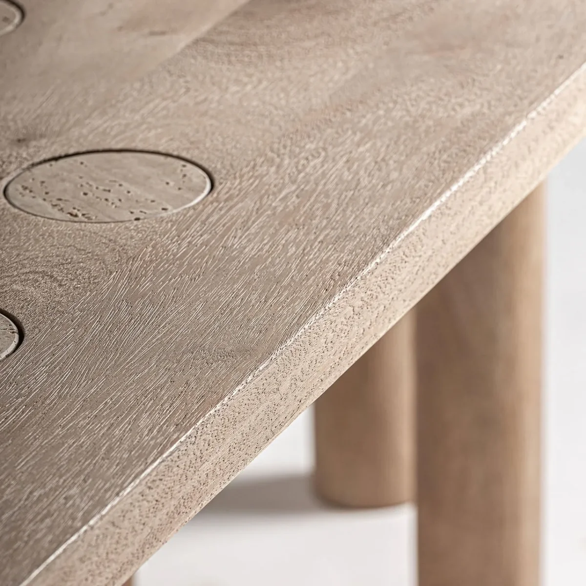 Mesa de comedor de madera y travertino Jacquard 250 cm - Imagen 4