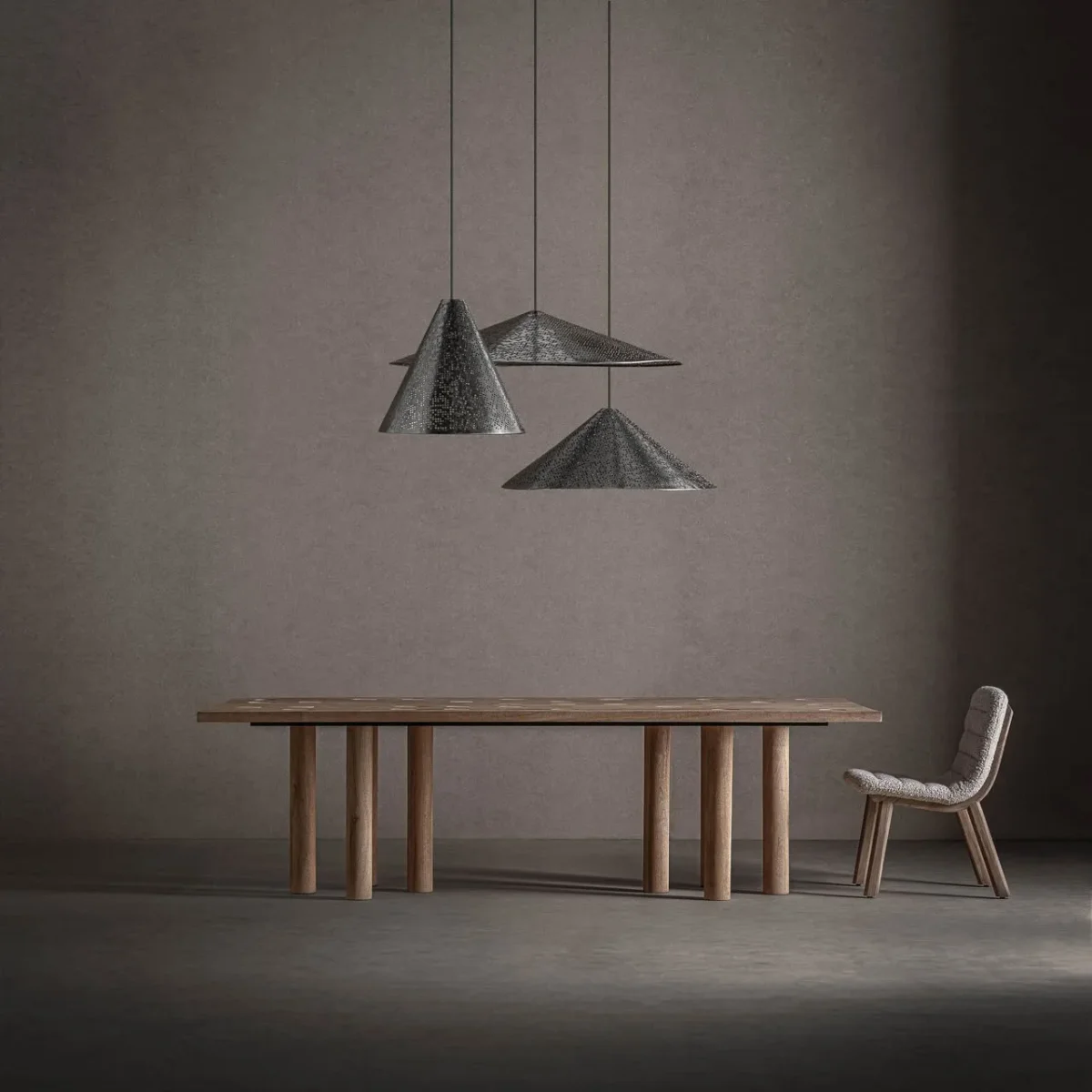 Mesa de comedor de madera y travertino Jacquard 250 cm - Imagen 7