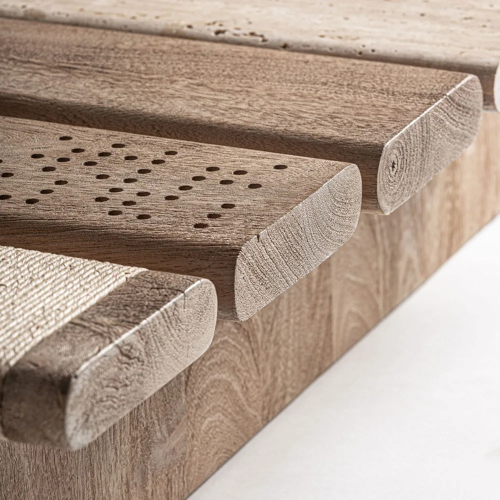 Mesa de centro 90 x80 cm de madera y mármol Jacquard - Imagen 5