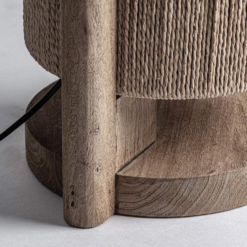 Lámpara de mesa de madera y rafia Jacquard - Imagen 3