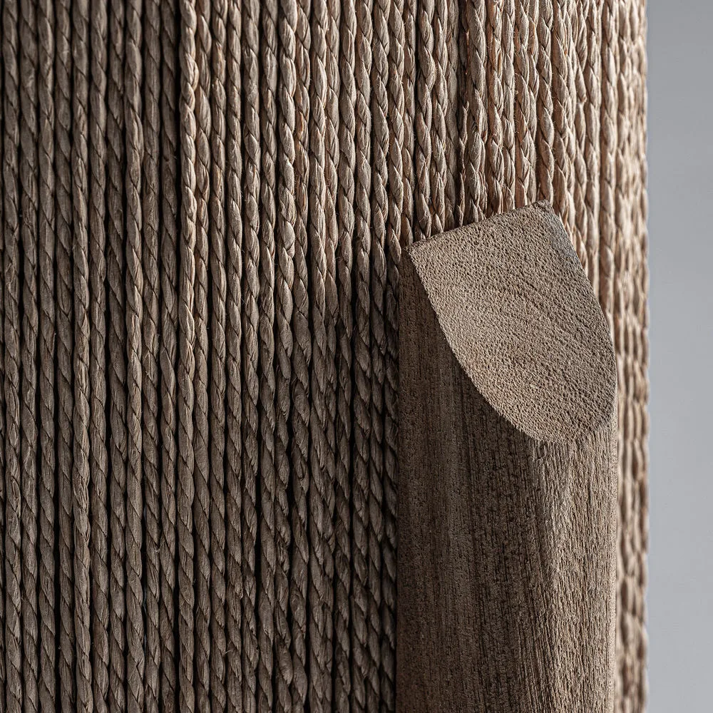 Lámpara de mesa de madera y rafia Jacquard - Imagen 4