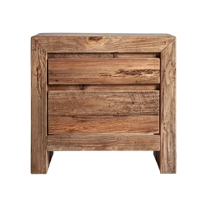 Mesita de noche de madera de pino reciclado 63,2x48x60 cm Breive