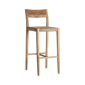 Taburete de fibra natural y madera de teca Caen