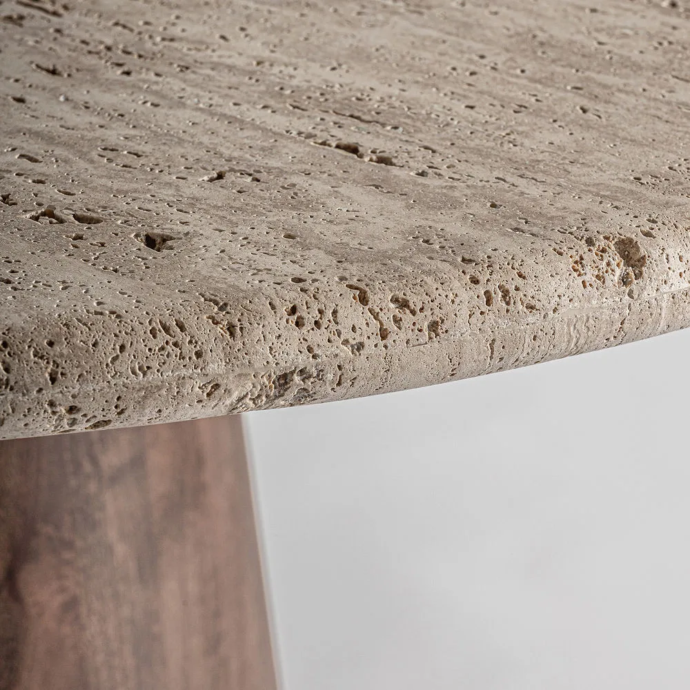 Mesa comedor Varzi de travertino y madera de mango - Imagen 3