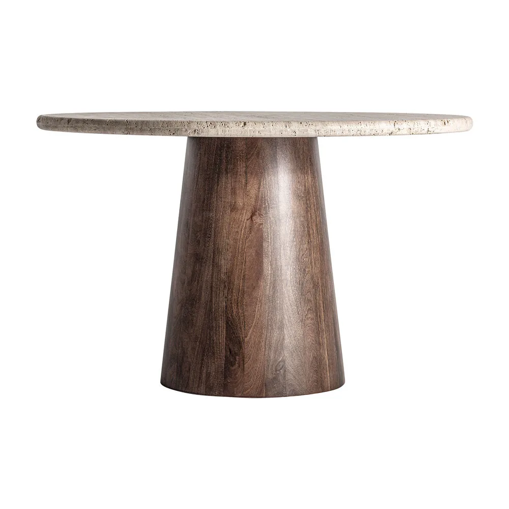Mesa comedor Varzi de travertino y madera de mango - Imagen 7