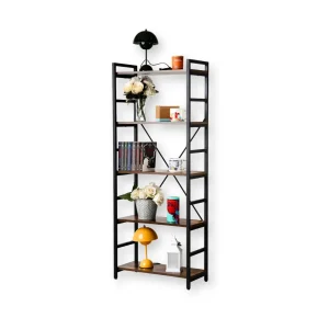 Librero Estantería Modelo Atlas – Café Oscuro, 5 Niveles y Estructura de acero | 60×24×150 cm