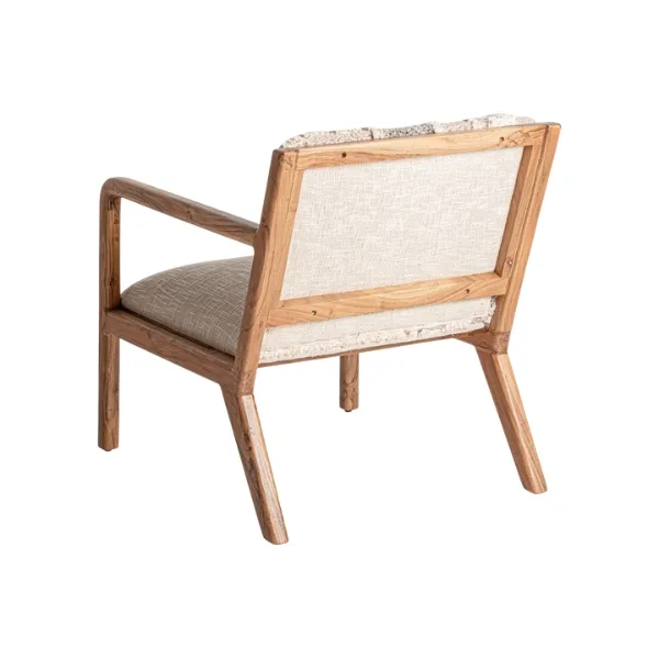 Sillón artesanal madera y algodón blanco roto Greensburg - Imagen 6