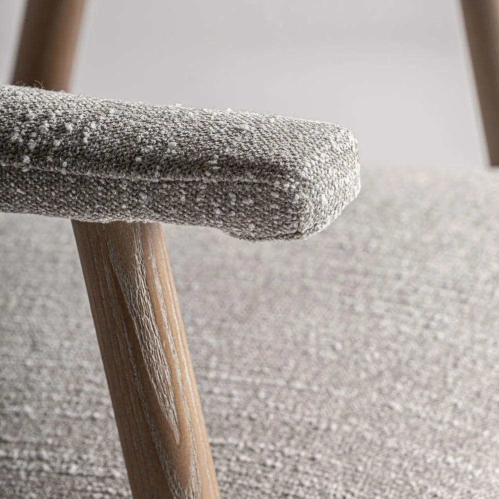 Silla de madera de fresno y tela gris Davrey - Imagen 3