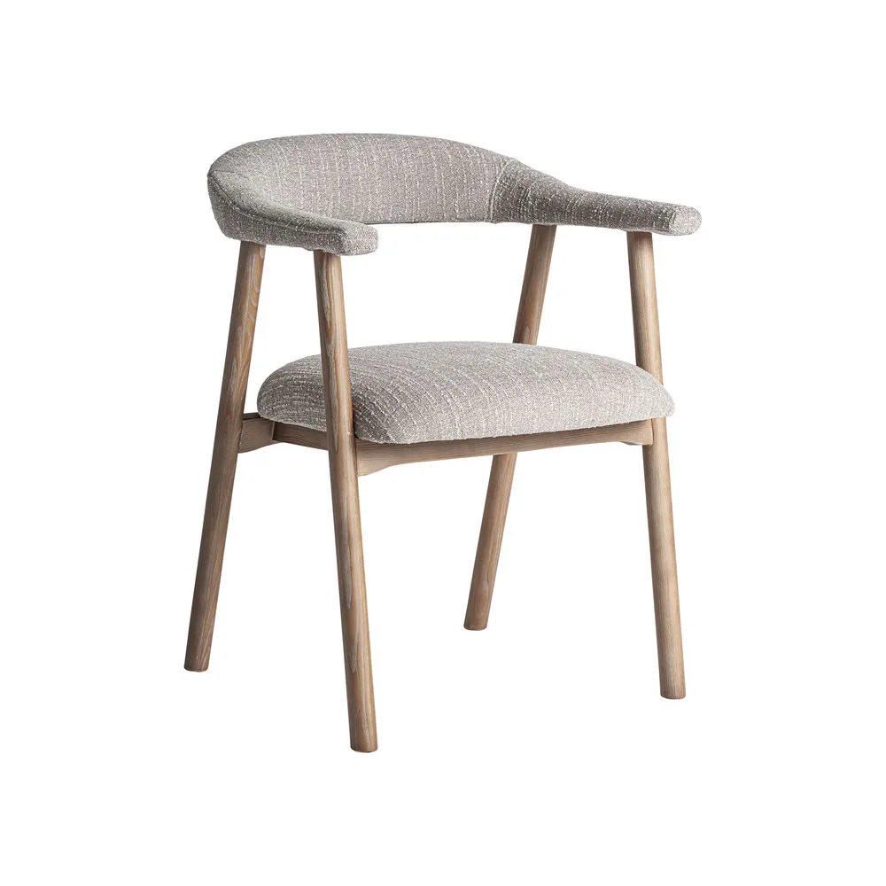 Silla de madera de fresno y tela gris Davrey