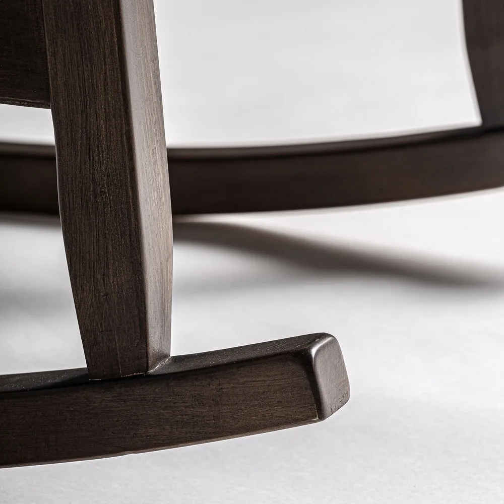 Mecedora de madera tapizada en ocre Kelly - Imagen 7
