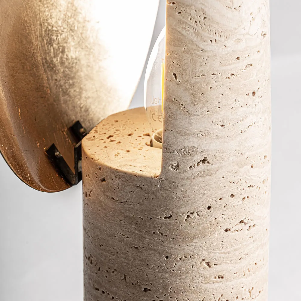 Lámpara de mesa de mármol beige y metal dorado Cieux - Imagen 3