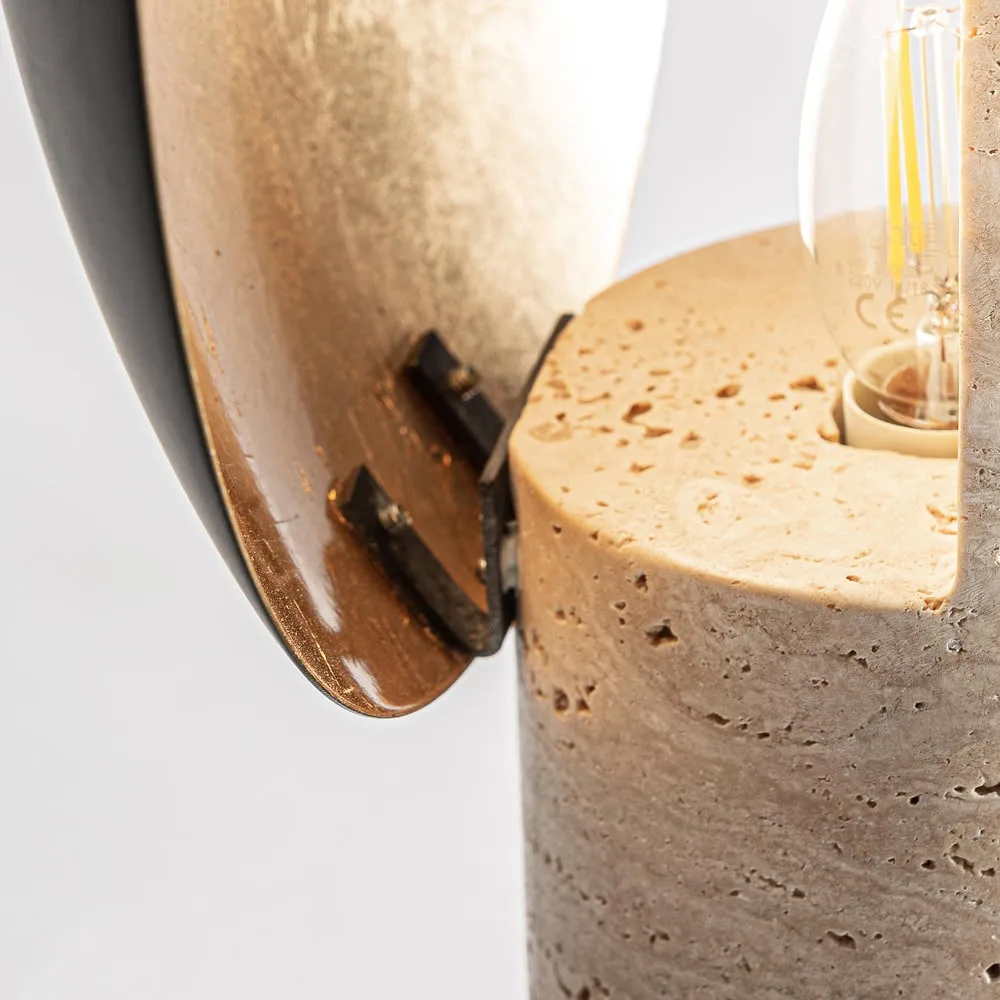 Lámpara de mesa de mármol beige y metal dorado Cieux - Imagen 4