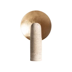 Lámpara de mesa de mármol beige y metal dorado Cieux
