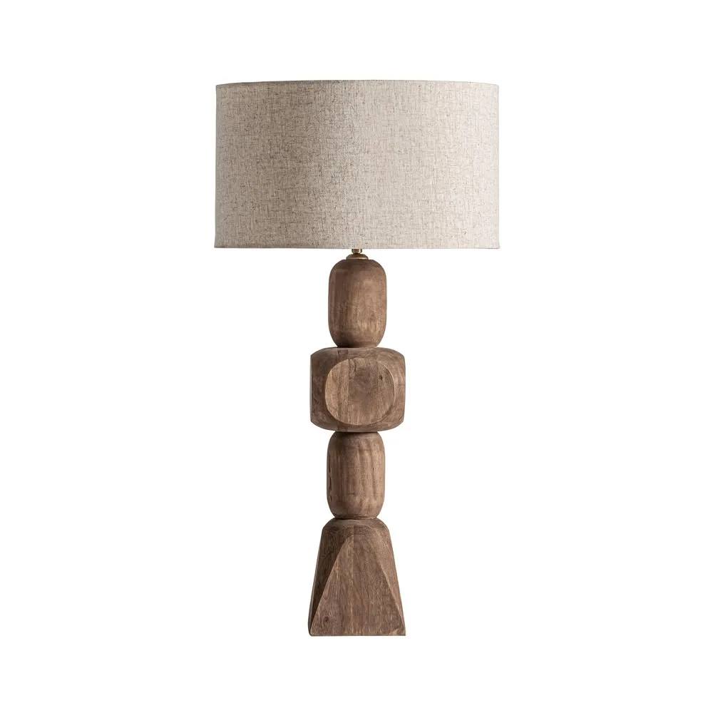 Lámpara de sobremesa Cogne de madera de mango