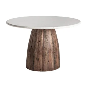 Mesa de comedor redonda 120cm madera mármol Skorup