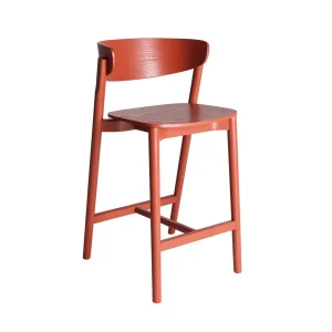 Taburete de madera rojo coral Vreden