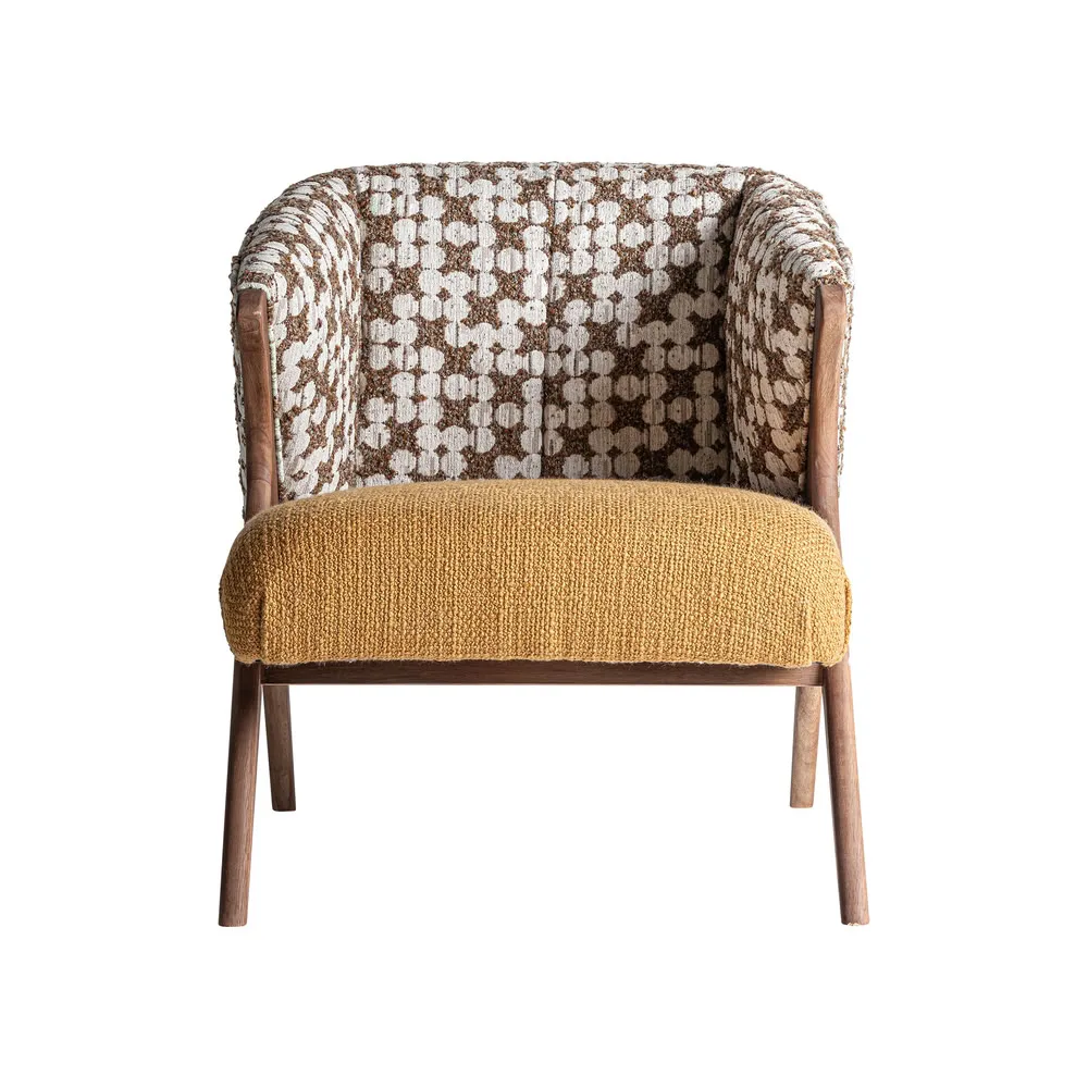 Sillón tapizado en ocre y estampado Kalesha - Imagen 4