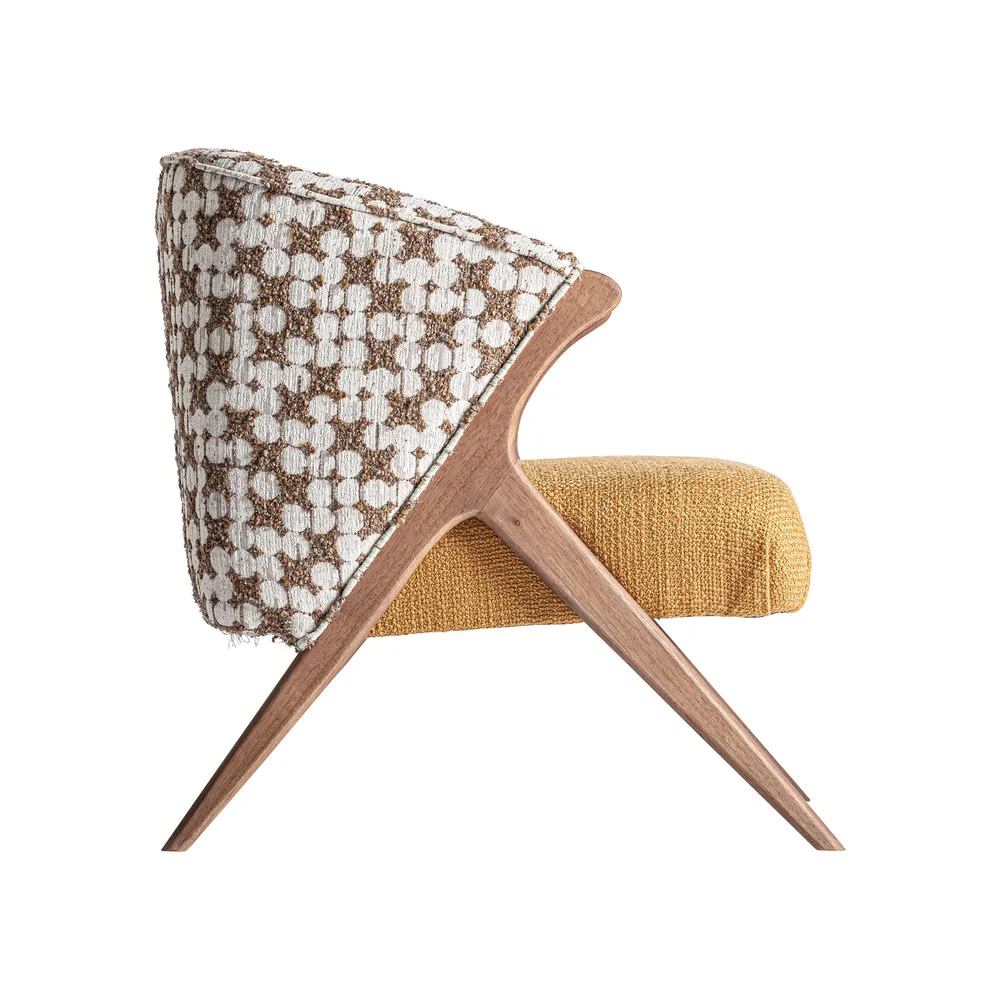 Sillón tapizado en ocre y estampado Kalesha - Imagen 5