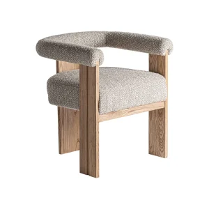 Silla tapizada gris jaspeado con madera de roble Ustka