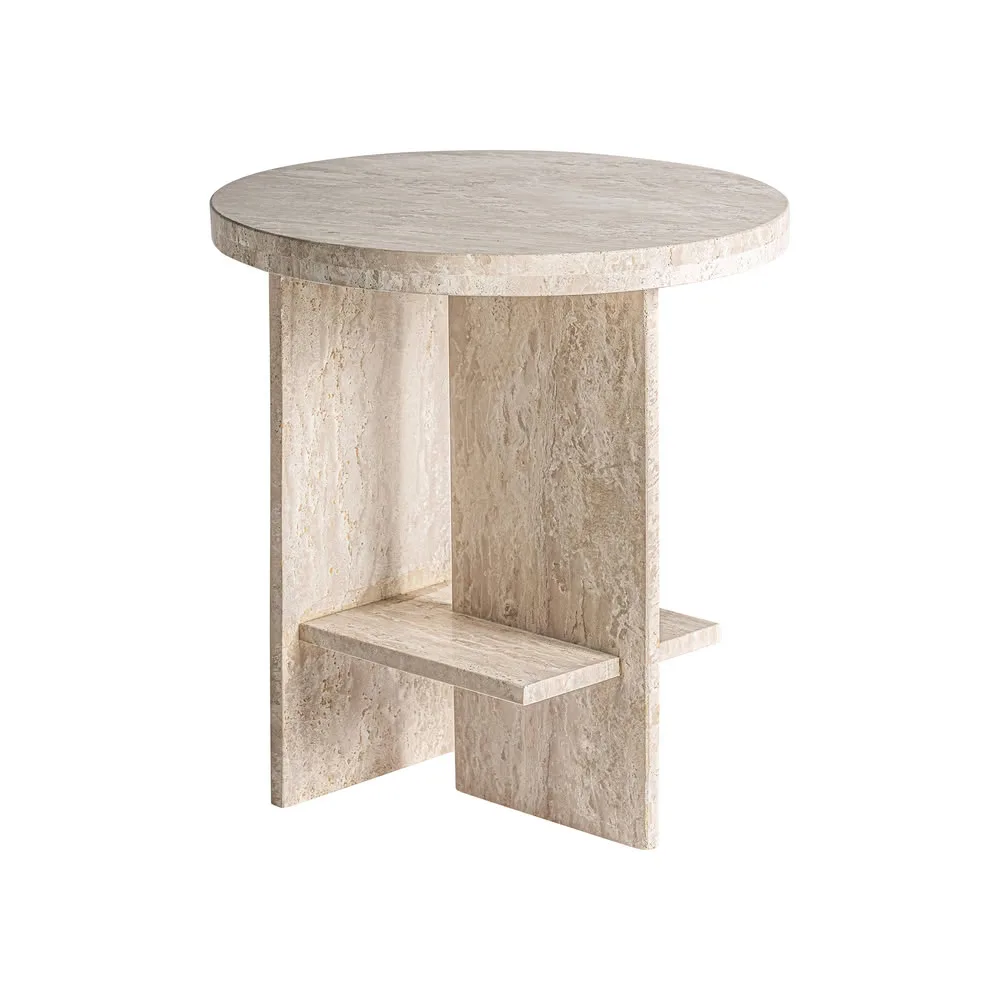 Mesa auxiliar Thiennes de travertino beige - Imagen 3