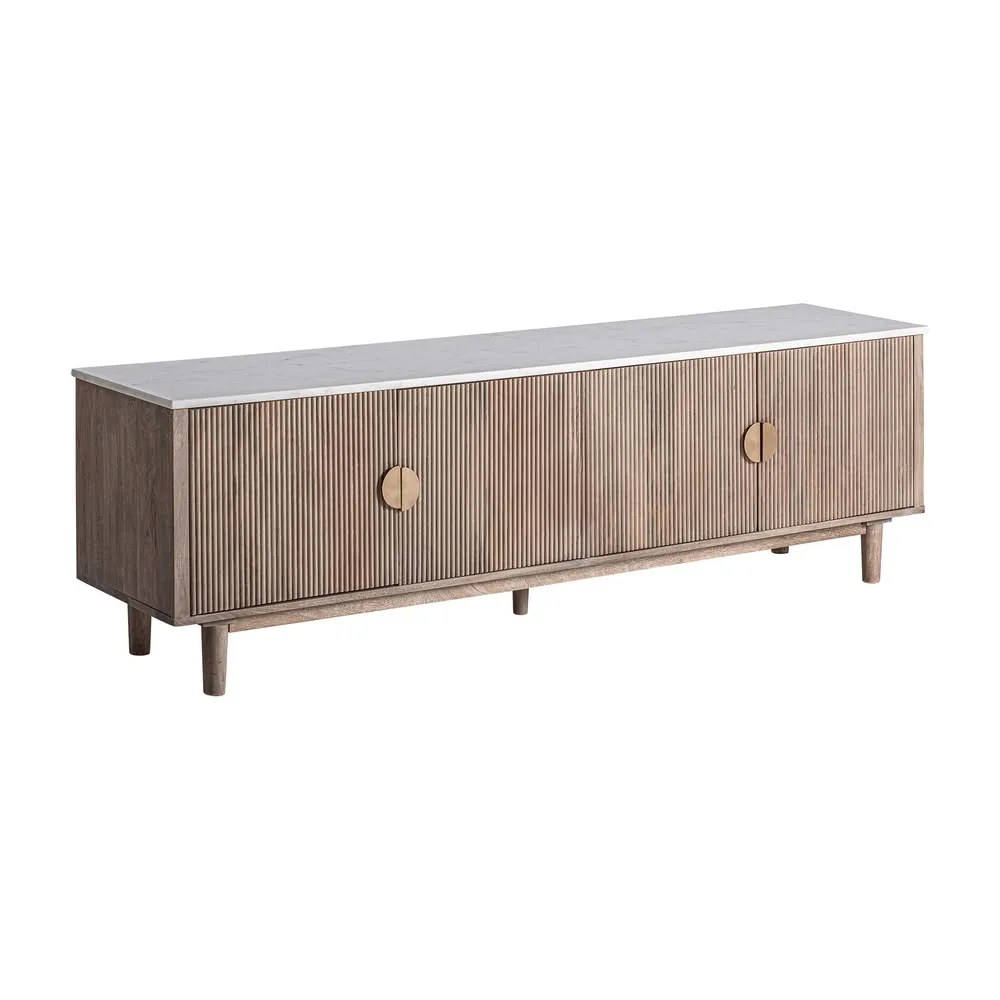 Mueble TV Zerf de mármol y madera - Imagen 2
