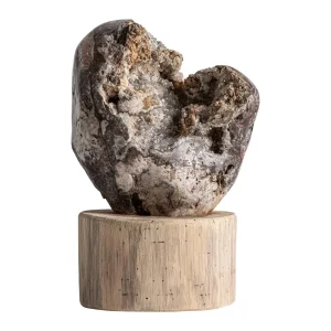 Figura decorativa de cuarzo y madera de teca