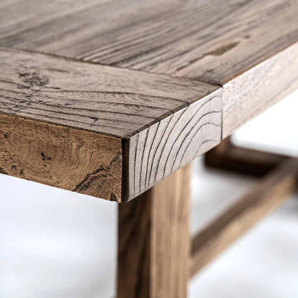 Mesa de comedor de madera maciza de olmo 220cm Norvik - Imagen 5