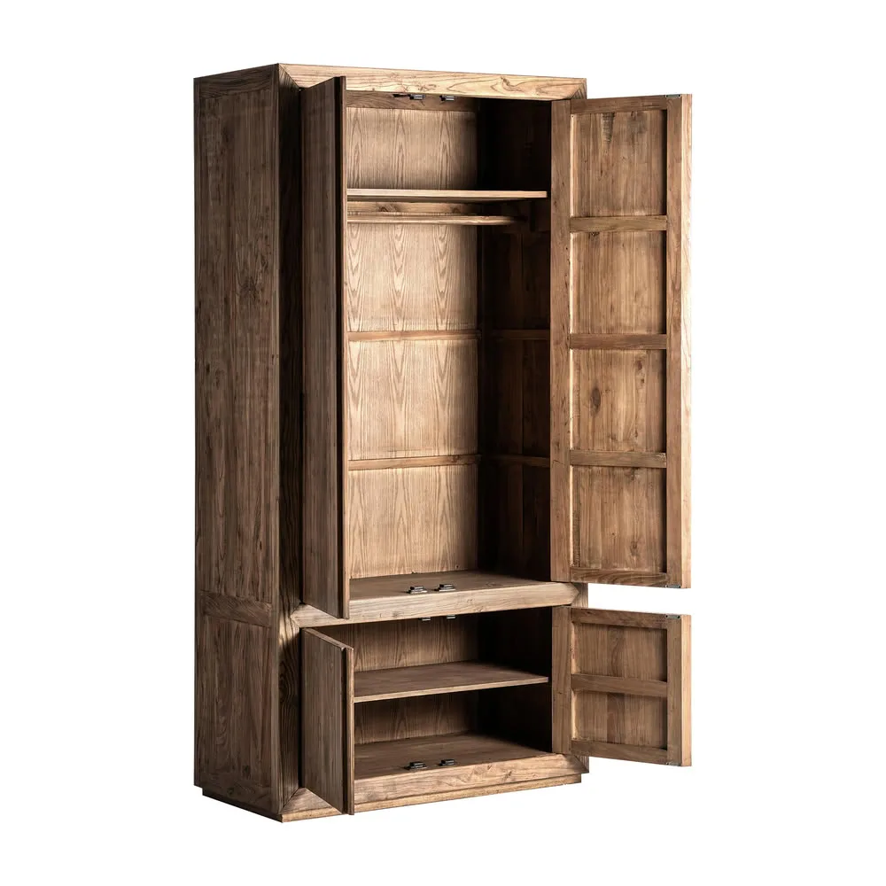 Armario de 220cm de madera maciza de olmo Norvik - Imagen 4