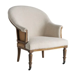 Sillón de madera de fresno con loneta beige