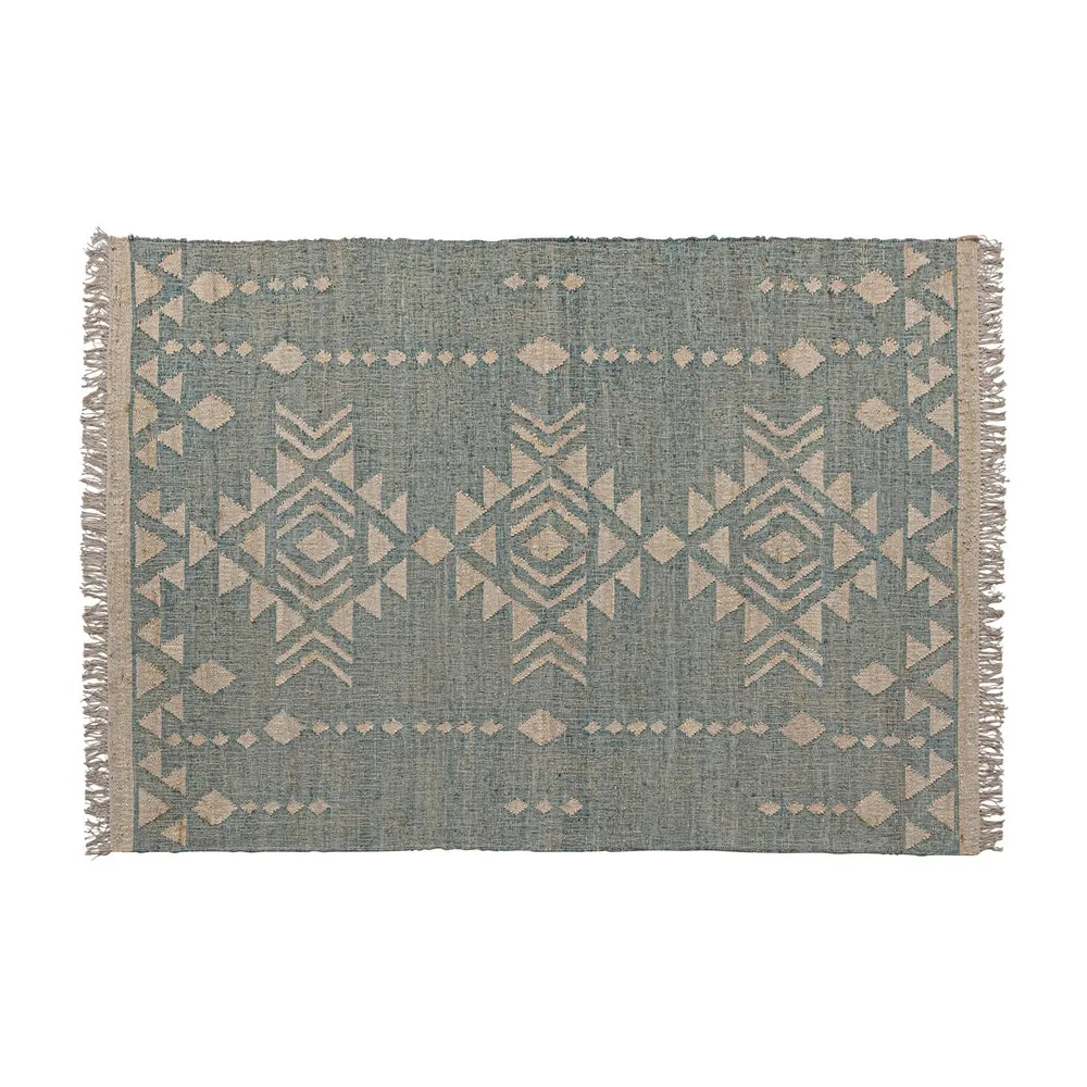 Alfombra de yute azul y beige 200×300 cm Kozakura