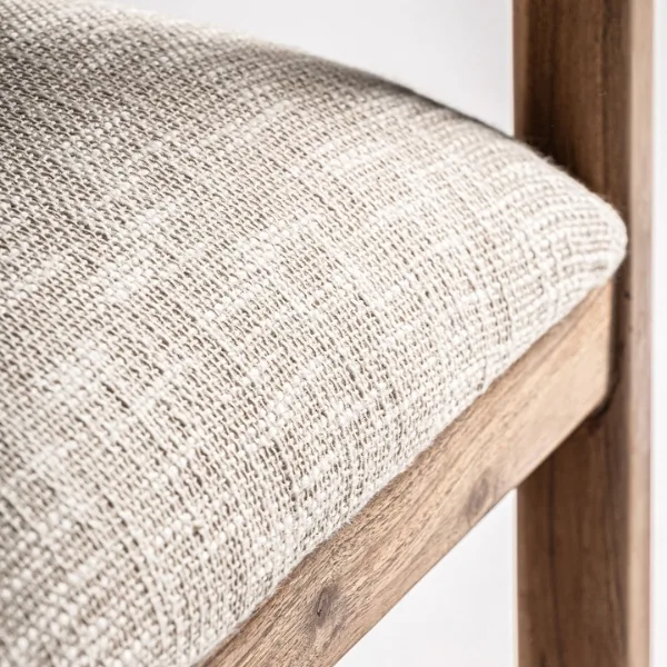 Sillón artesanal madera y algodón blanco roto Greensburg - Imagen 8