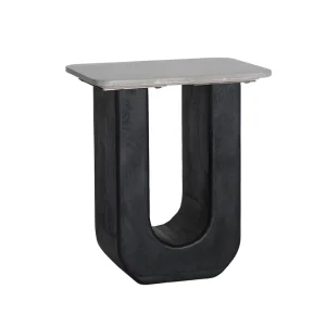 Mesa auxiliar Khej de madera de mango y mármol