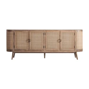 Aparador grande de 220cm en madera y ratán Beckley