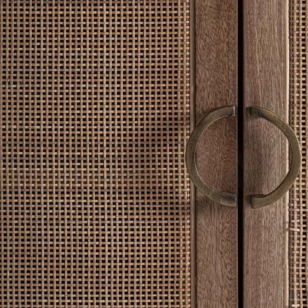 Aparador grande de 220cm en madera y ratán Beckley - Imagen 6